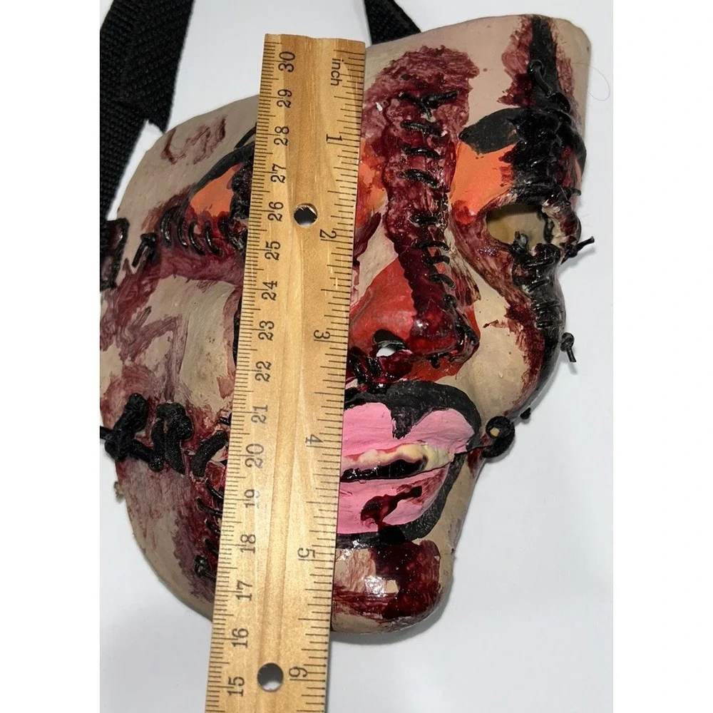 Mask Scarred Scary Bloody Zombie‎ Halloween Adult Face Stitches Vintage